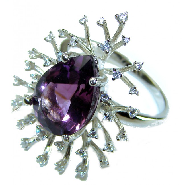 Lavender Fantasy natural 9.5 carat Amethyst .925 Sterling Silver handcrafted Statement Ring size 9