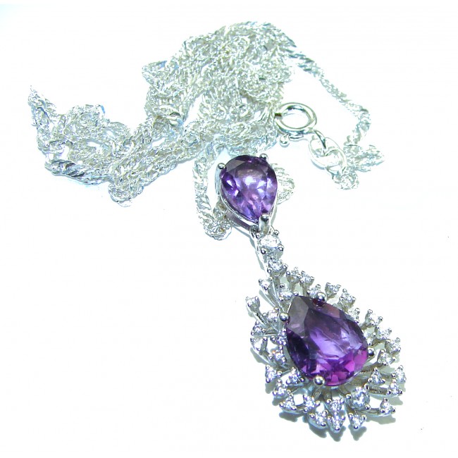 Lavender Fantasy natural 7.5 carat Amethyst .925 Sterling Silver handcrafted Necklace