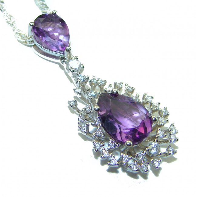 Lavender Fantasy natural 7.5 carat Amethyst .925 Sterling Silver handcrafted Necklace