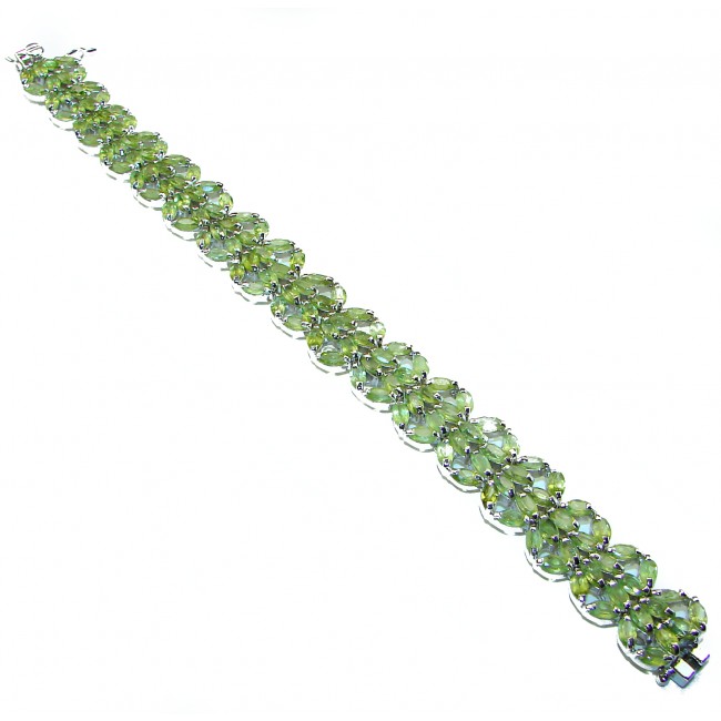 Melissa Great Masterpiece 41.2 carat genuine Peridot .925 Sterling Silver handmade Statement Bracelet