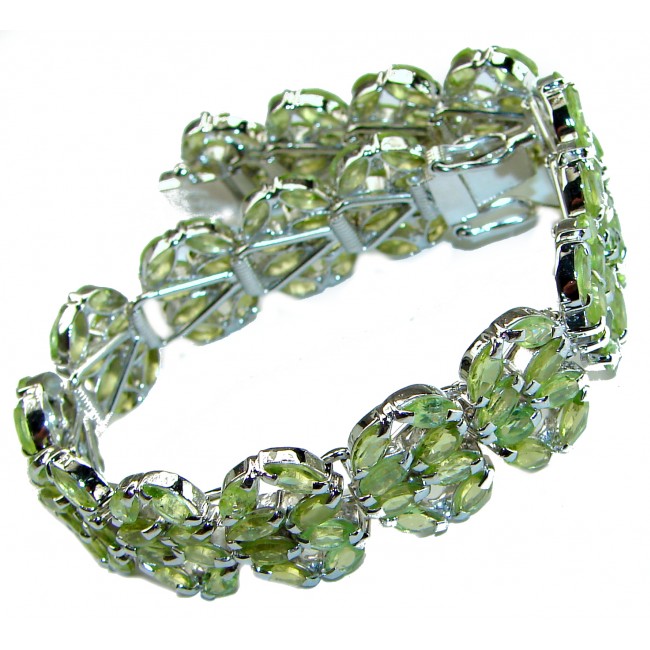 Melissa Great Masterpiece 41.2 carat genuine Peridot .925 Sterling Silver handmade Statement Bracelet