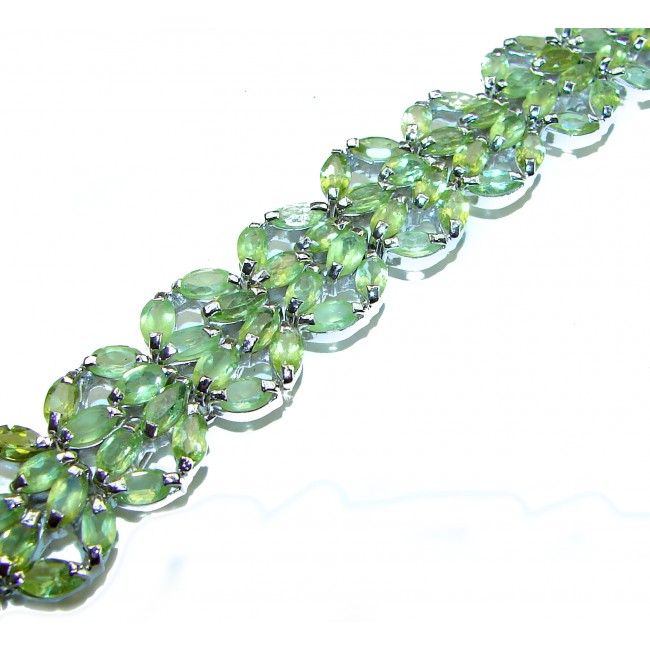 Melissa Great Masterpiece 41.2 carat genuine Peridot .925 Sterling Silver handmade Statement Bracelet