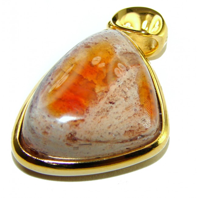 Inner Fire 21.5 carat Mexican Fire Opal 18K Gold over .925 Sterling Silver handmade Pendant