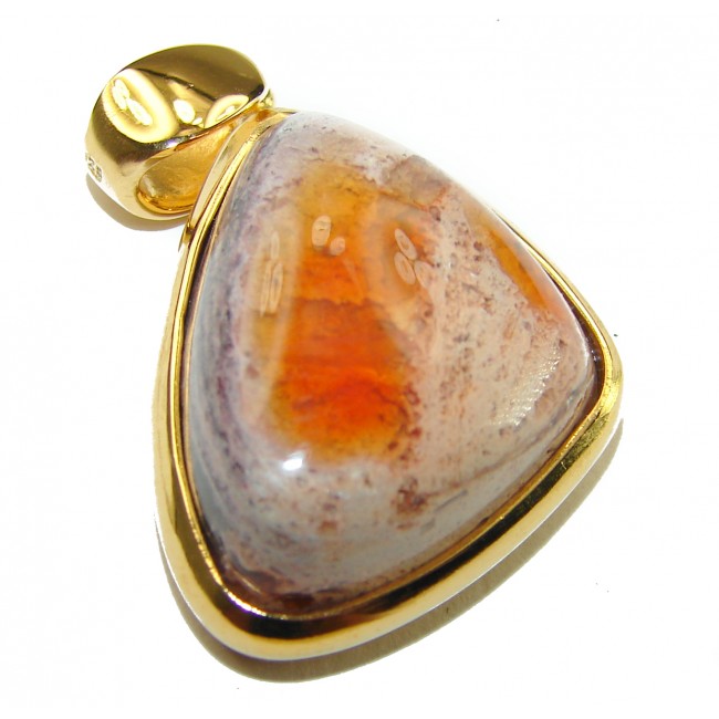 Inner Fire 21.5 carat Mexican Fire Opal 18K Gold over .925 Sterling Silver handmade Pendant