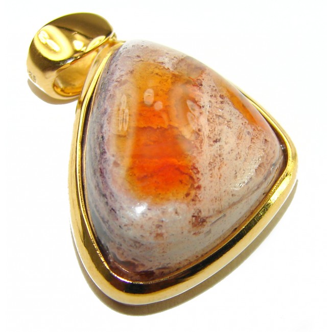 Inner Fire 21.5 carat Mexican Fire Opal 18K Gold over .925 Sterling Silver handmade Pendant