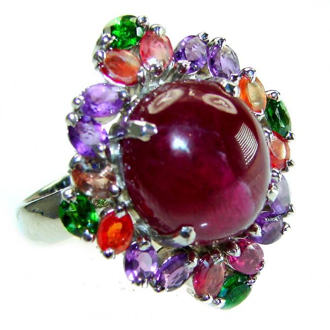 Bella Rosa authentic 10.9 carat Ruby .925 Sterling Silver handcrafted Statement Ring size 9