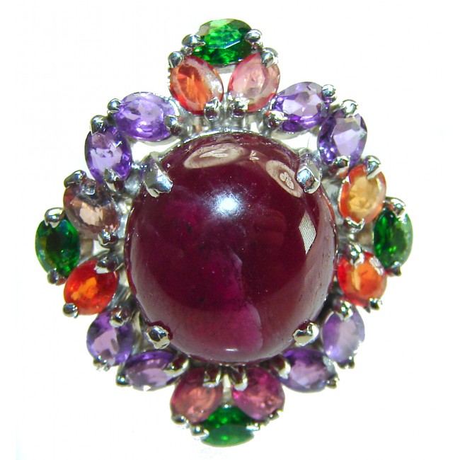 Bella Rosa authentic 10.9 carat Ruby .925 Sterling Silver handcrafted Statement Ring size 9