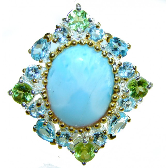 Venus Genuine 10.5 carat Blue Larimar .925 Sterling Silver handmade .925 Sterling Silver handmade ring size 8 1/4