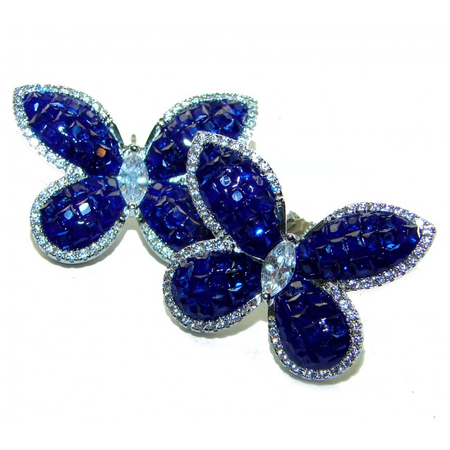 Magnificent Jewel Sapphire Butterflies .925 Sterling Silver handcrafted incredible earrings