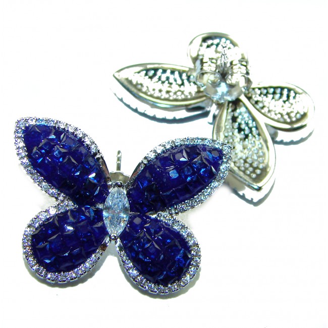 Magnificent Jewel Sapphire Butterflies .925 Sterling Silver handcrafted incredible earrings