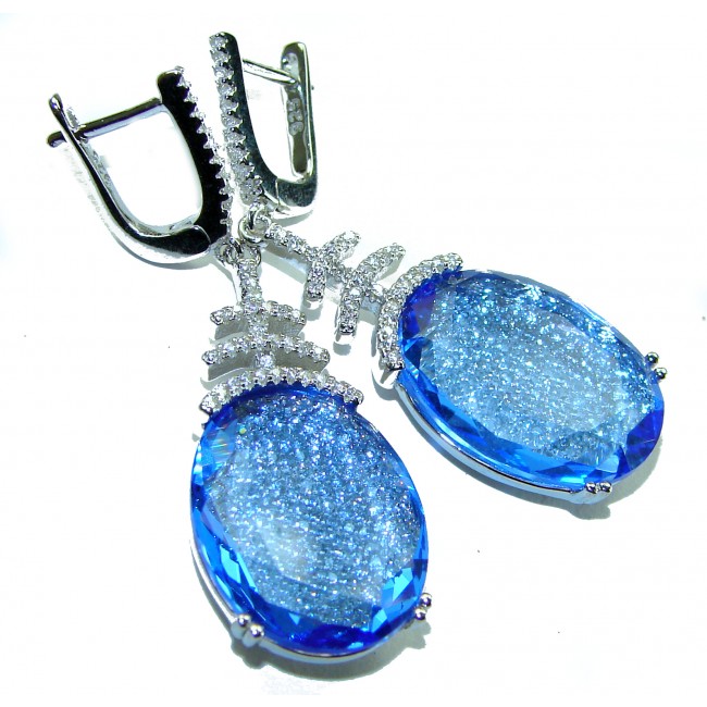 Eau Pure 21.5 carat Swiss Blue Topaz .925 Sterling Silver Handcrafted Earrings