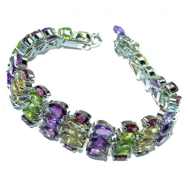 Mademoiselle Vintage style authentic 88.5 carat Amethyst .925 Sterling Silver handcrafted Statement Bracelet