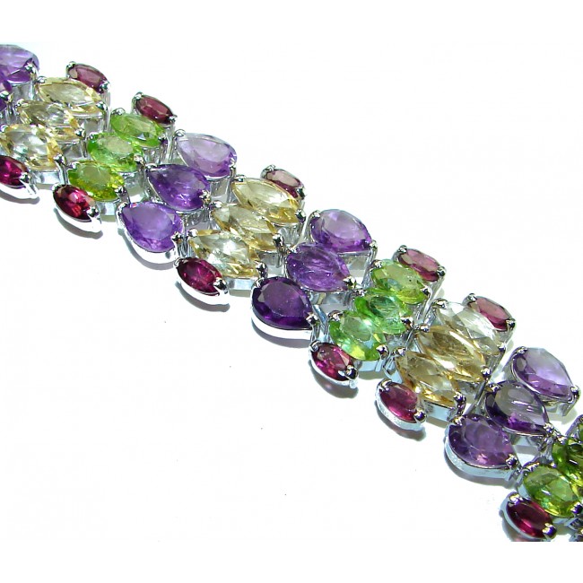 Mademoiselle Vintage style authentic 88.5 carat Amethyst .925 Sterling Silver handcrafted Statement Bracelet