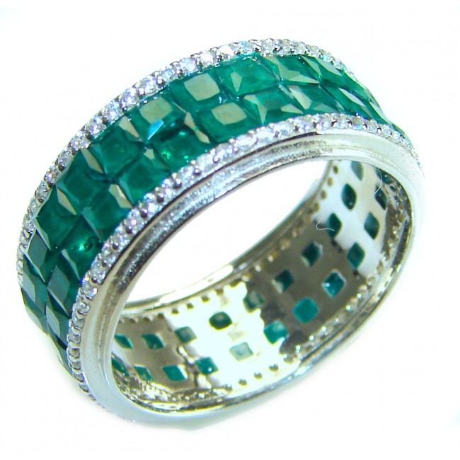 My Love Emerald .925 Sterling Silver Eternity Ring size 7 3/4