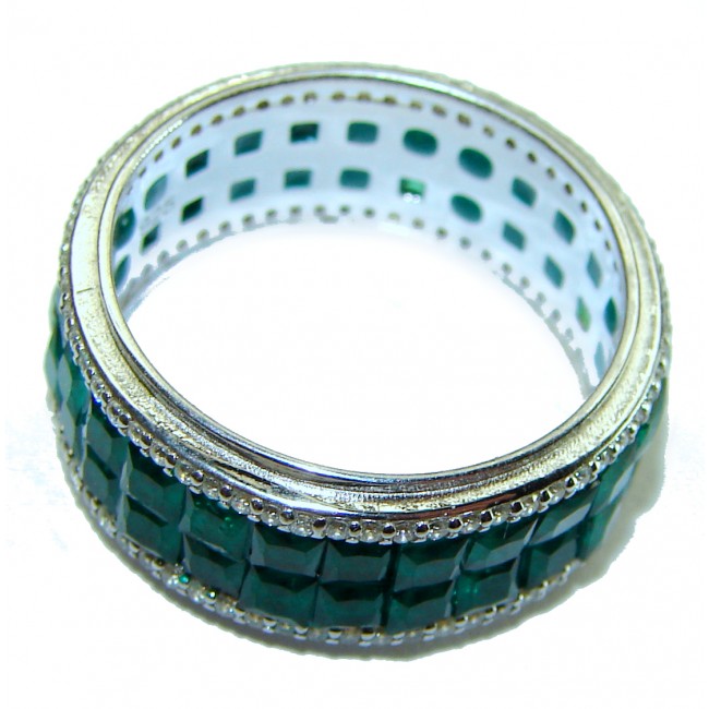 My Love Emerald .925 Sterling Silver Eternity Ring size 7 3/4