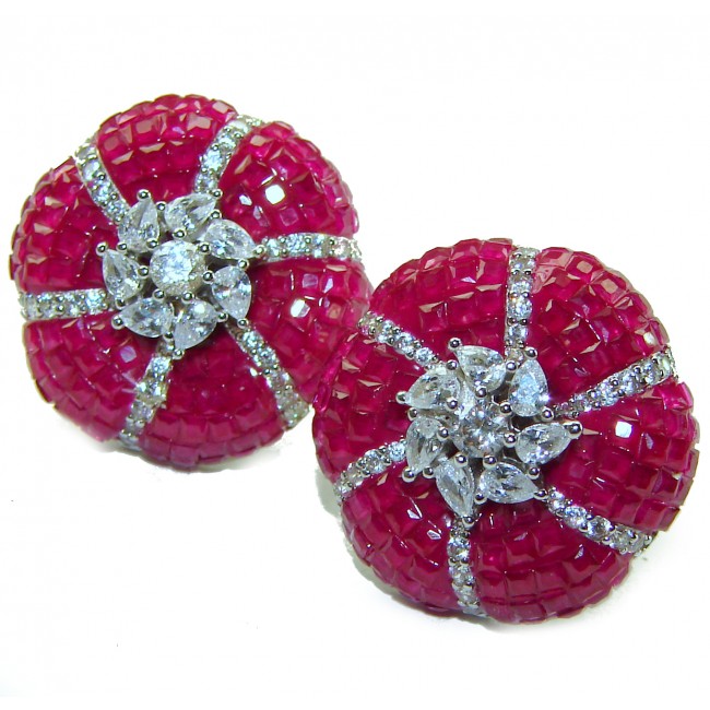 Born to Glam floral-inspired authentic Ruby .925 Sterling Silver handcrafted earrings