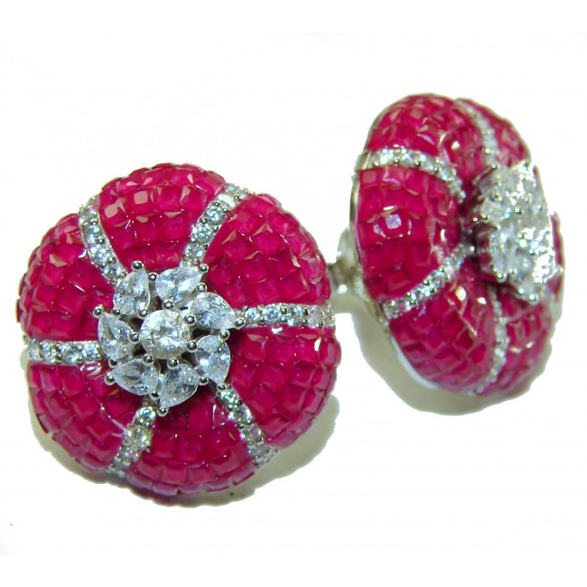 Born to Glam floral-inspired authentic Ruby .925 Sterling Silver handcrafted earrings