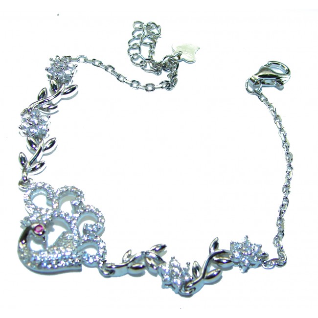 Graceful Swan White Topaz .925 Sterling Silver handcrafted Bracelet