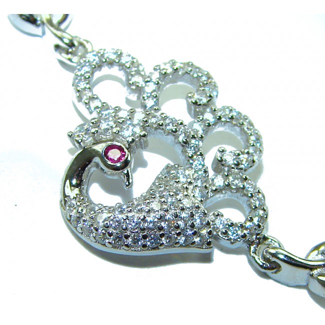 Graceful Swan White Topaz .925 Sterling Silver handcrafted Bracelet