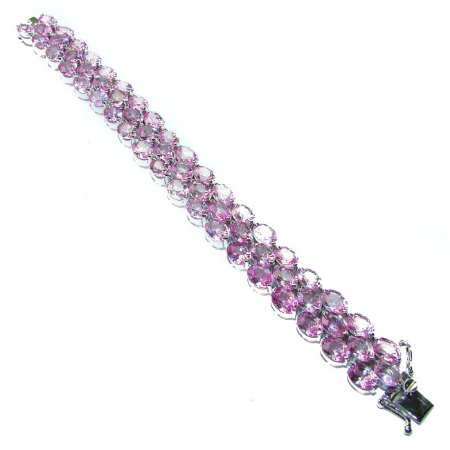 Precious 122.8 carat Natural Rich Pink Sapphire .925 Sterling Silver Bangle bracelet