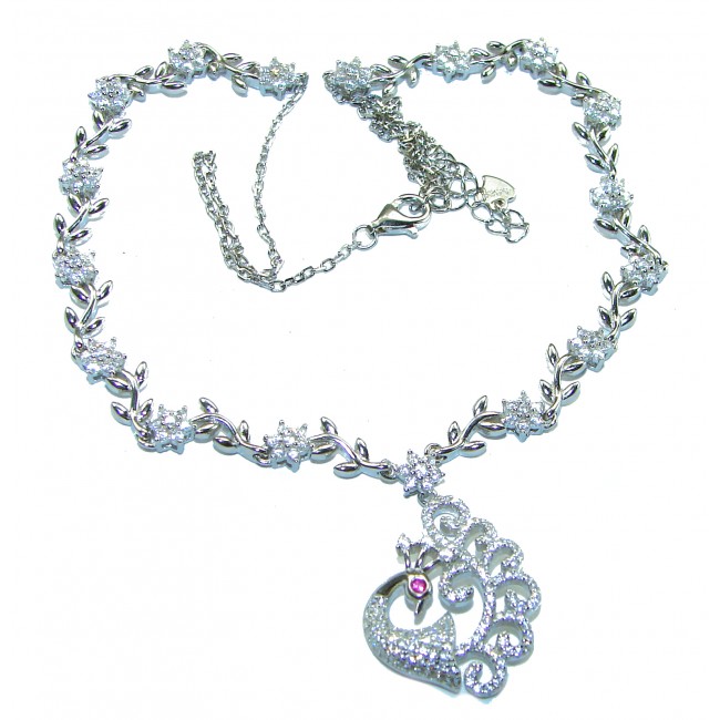 Graceful Swan White Topaz .925 Sterling Silver handcrafted necklace