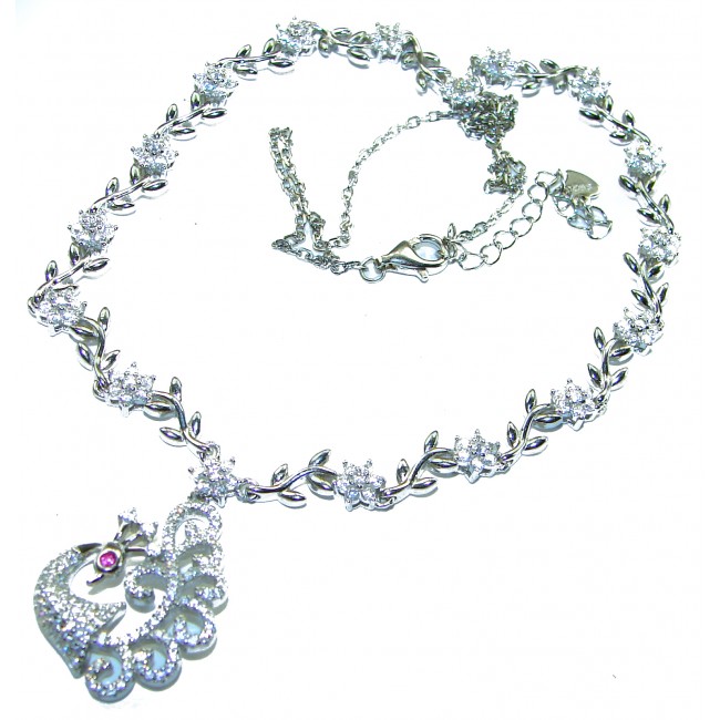 Graceful Swan White Topaz .925 Sterling Silver handcrafted necklace