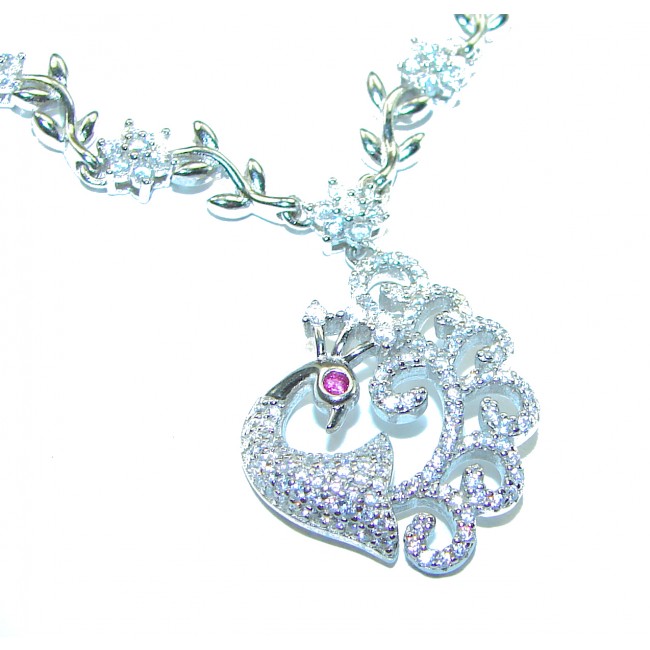 Graceful Swan White Topaz .925 Sterling Silver handcrafted necklace