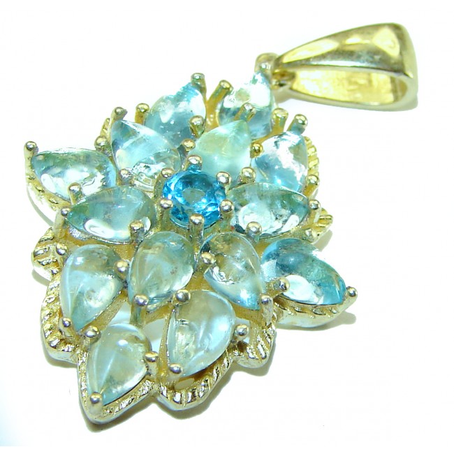 Pacifica 12.5 carat oval cut Swiss Blue Topaz 14K Gold over .925 Sterling Silver handmade Pendant