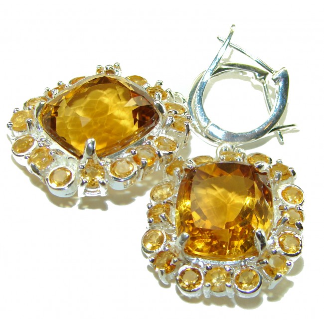 Golden Rays of Sunlight 29.5 carat Yellow Topaz .925 Sterling Silver handcrafted earrings