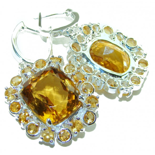 Golden Rays of Sunlight 29.5 carat Yellow Topaz .925 Sterling Silver handcrafted earrings