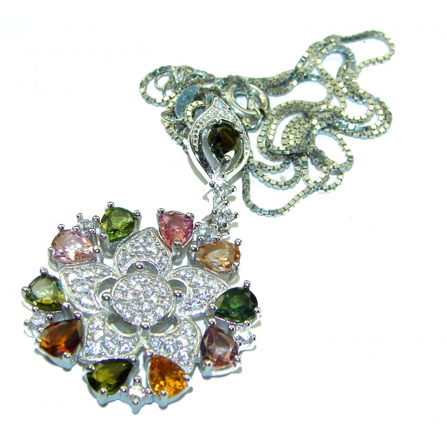 Brazilian Beauty Watermelon Tourmaline .925 Sterling Silver handcrafted necklace