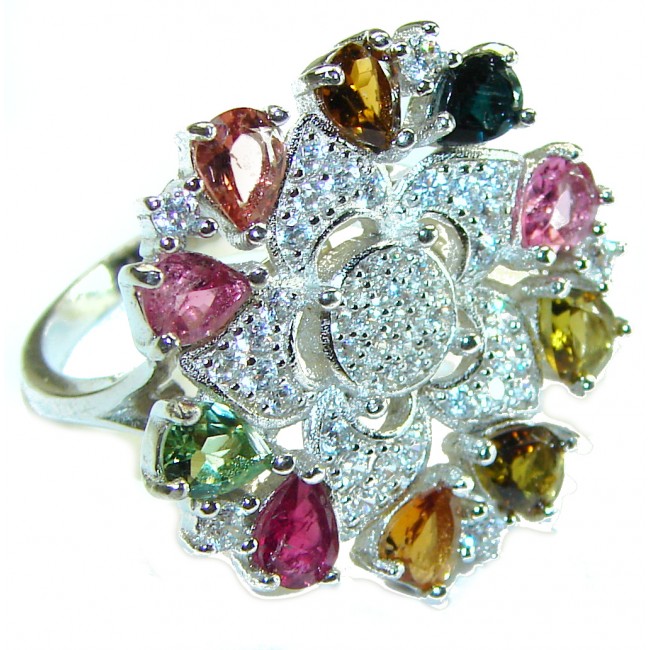 Brazilian Beauty Watermelon Tourmaline .925 Sterling Silver handcrafted Ring size 7 1/4