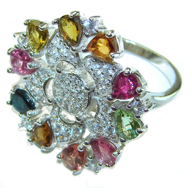 Brazilian Beauty Watermelon Tourmaline .925 Sterling Silver handcrafted Ring size 7 1/4