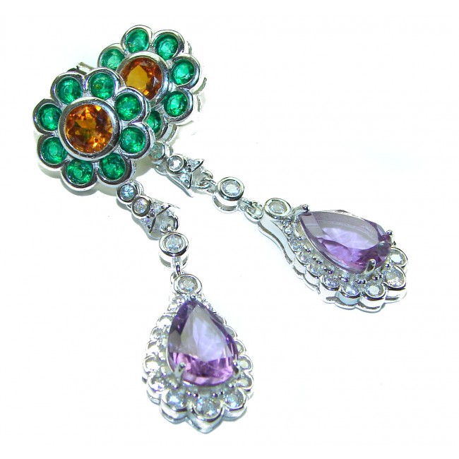 Lavender Beauty natural 9.5 carat Amethyst .925 Sterling Silver handcrafted Statement earrings