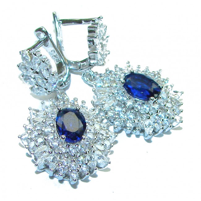 Luxurious 4.5 carat Sapphire .925 Sterling Silver handcrafted earrings