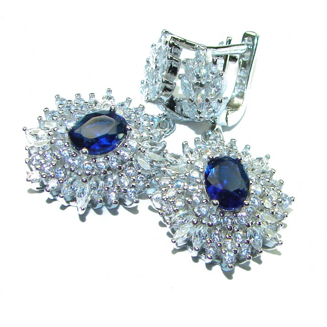 Luxurious 4.5 carat Sapphire .925 Sterling Silver handcrafted earrings