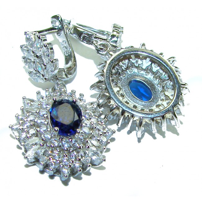 Luxurious 4.5 carat Sapphire .925 Sterling Silver handcrafted earrings