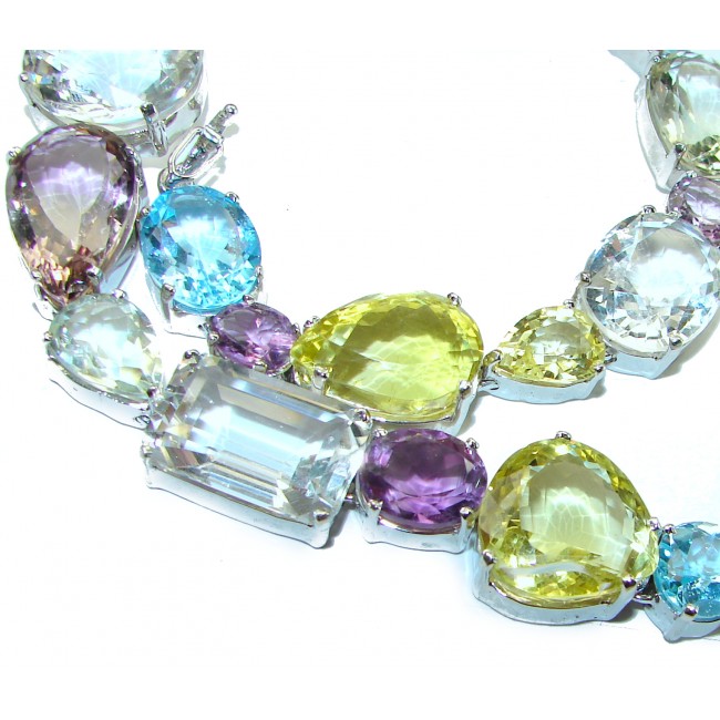 Belle'Amore 118.5 grams Natural Gems 14K Gold over .925 Sterling Silver handcrafted necklace