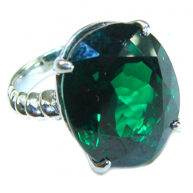 Natural 15.6 carat oval cut Green Topaz .925 Sterling Silver ring size 5 3/4