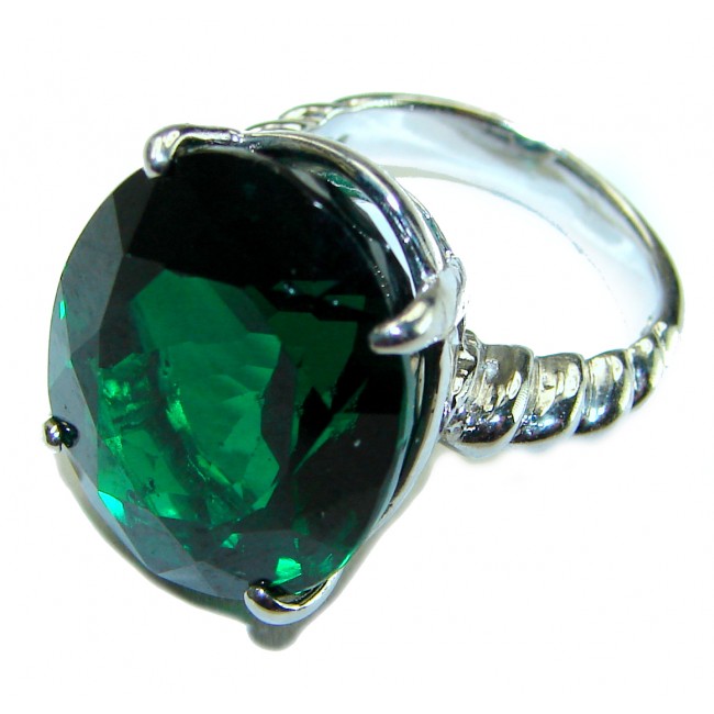 Natural 15.6 carat oval cut Green Topaz .925 Sterling Silver ring size 5 3/4