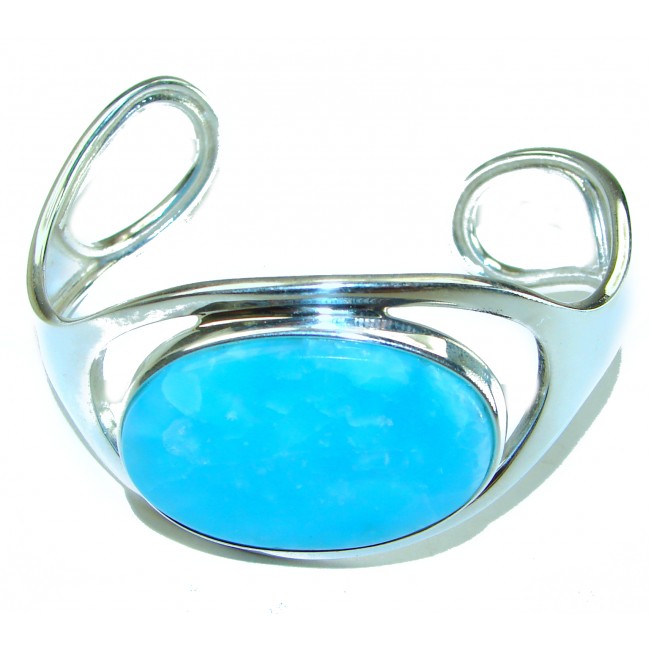 Beauty of Ocean 55.2 carat Blue Larimar .925 Sterling Silver handcrafted huge Bracelet / Cuff