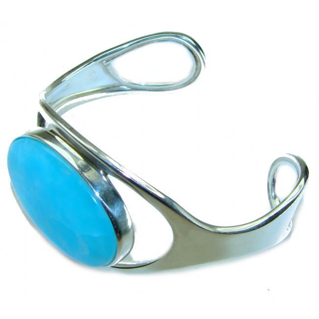 Beauty of Ocean 55.2 carat Blue Larimar .925 Sterling Silver handcrafted huge Bracelet / Cuff