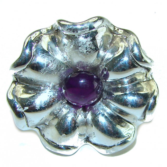 Purple Flower 4.5 carat Amethyst .925 Sterling Silver Handcrafted Ring size 8