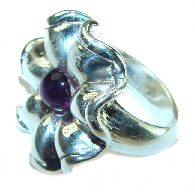 Purple Flower 4.5 carat Amethyst .925 Sterling Silver Handcrafted Ring size 8