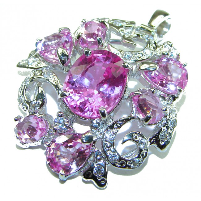 Isabella - Vintage Design 18.5 carat Pink Sapphire .925 Sterling Silver handcrafted Pendant & Brooch