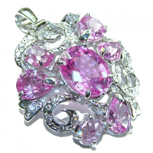 Isabella - Vintage Design 18.5 carat Pink Sapphire .925 Sterling Silver handcrafted Pendant & Brooch