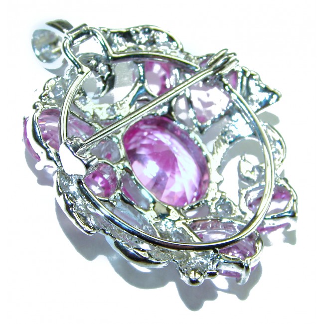 Isabella - Vintage Design 18.5 carat Pink Sapphire .925 Sterling Silver handcrafted Pendant & Brooch