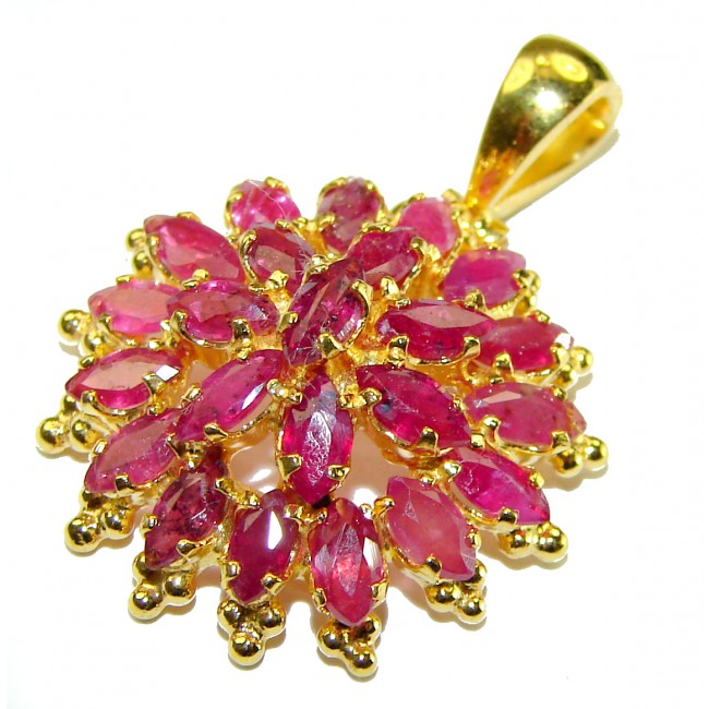 INCREDIBLE 10.2 carat Natural Ruby 18K Gold over .925 Sterling Silver Pendant