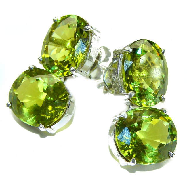 Alessia authentic 18.9 carat Peridot .925 Sterling Silver handmade earrings