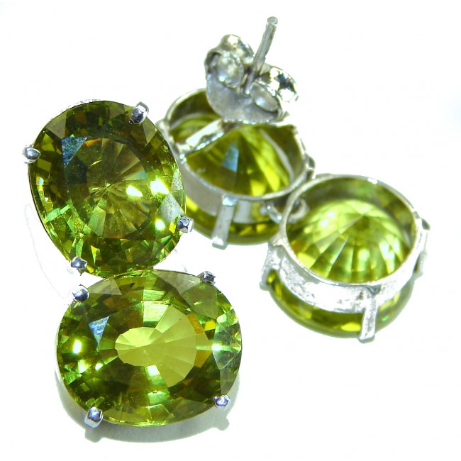 Alessia authentic 18.9 carat Peridot .925 Sterling Silver handmade earrings